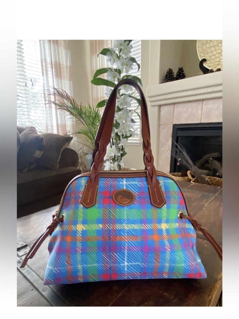 Dooney & Bourke Domed Satchel Nylon Printed Shoulder Bag Purse NICE